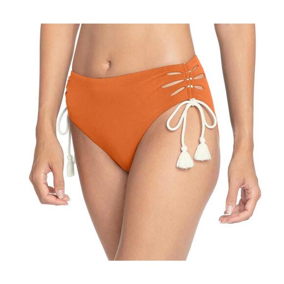 Robin‎ Piccone women's Abi burnt orange ecru bikini bottoms size Small NEW $98 - Picture 1 of 11